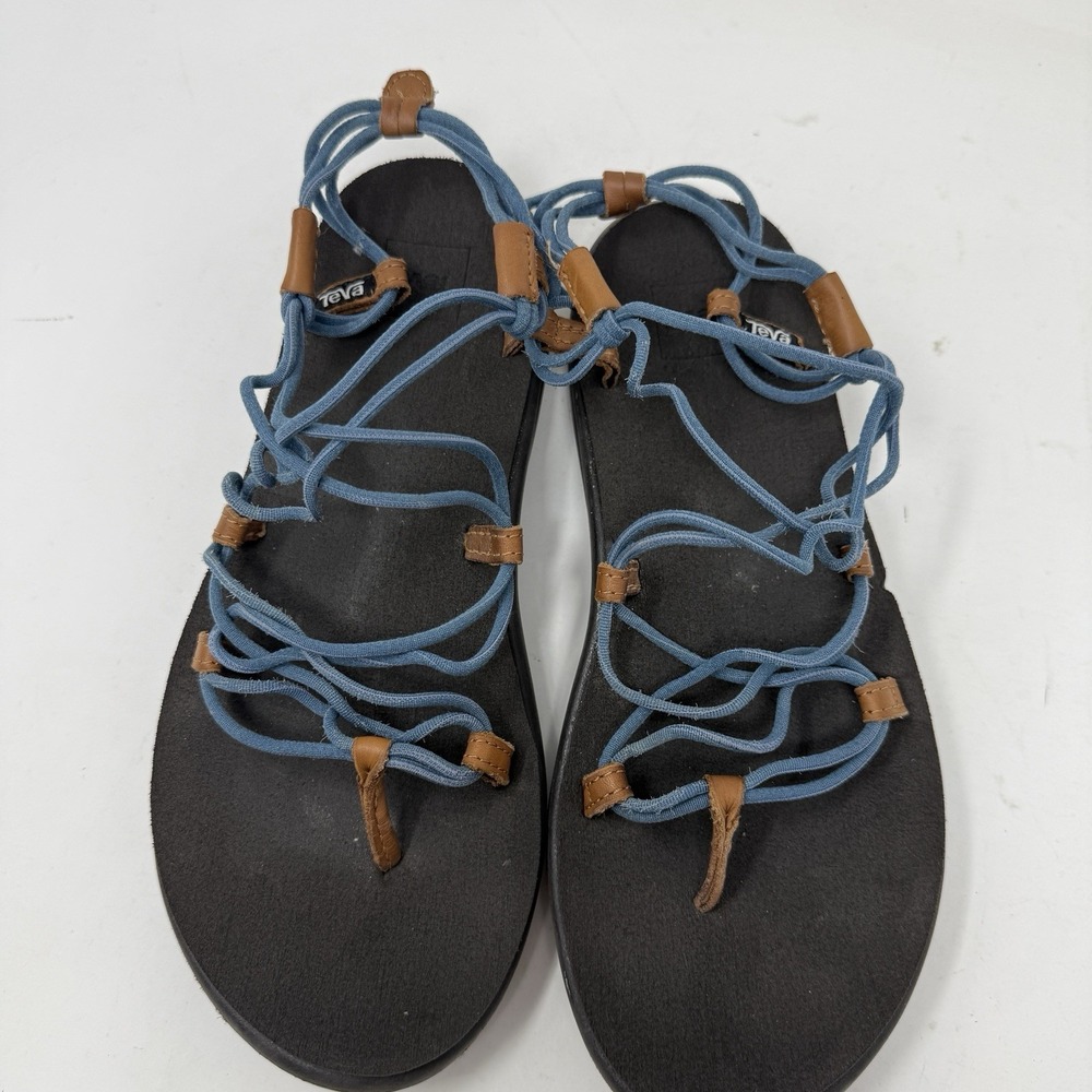 Teva Voya Infinity Women's Sandals Blue Brown Strappy Minimalist Size 9 - Picture 9 of 10